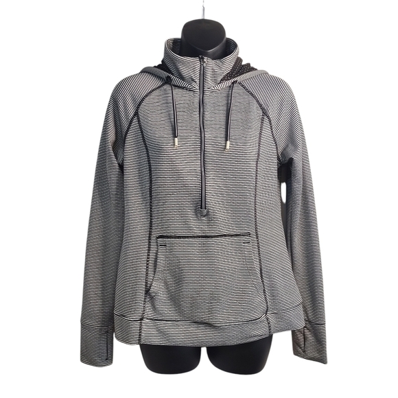 Tangerine Hoodie Women's Black White Striped Hoodie Size Medium - Picture 1 of 9